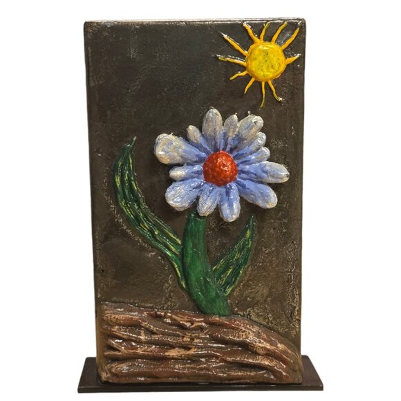 Metal Flower Sculpture OOAK Modern Art Home Decor Floral Statue - Picture 12 of 16